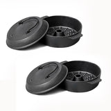 SOGA 2X 28cm Cast Iron Dutch Oven Pre-Seasoned Camping Stew Pot with Lid - Cafe Supply