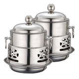 SOGA 2X Stainless Steel Mini Asian Buffet Hot Pot Single Person Shabu Alcohol Stove Burner with Lid - Cafe Supply