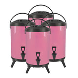 SOGA 4X 8L Stainless Steel Insulated Milk Tea Barrel Hot and Cold Beverage Dispenser Container with Faucet Pink - Cafe Supply