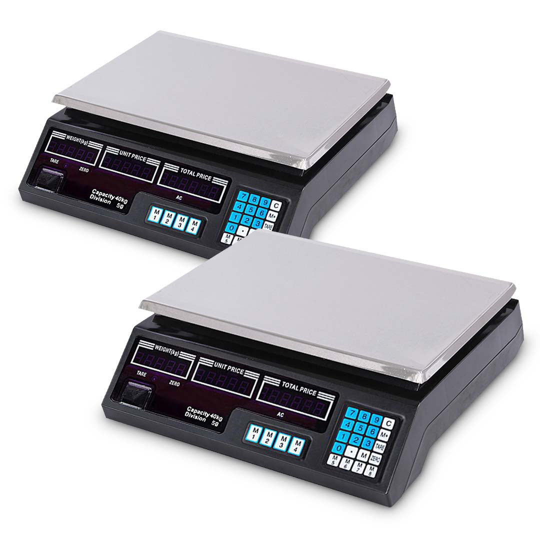 SOGA 2x Digital Commercial Kitchen Scales Shop Electronic Weight Scale Food 40kg/5g - Cafe Supply