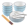 SOGA Blue Japanese Style Ceramic Dinnerware Crockery Soup Bowl Plate Server Kitchen Home Decor Set of 10 - Cafe Supply