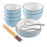 SOGA Blue Japanese Style Ceramic Dinnerware Crockery Soup Bowl Plate Server Kitchen Home Decor Set of 10 - Cafe Supply