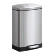 SOGA Foot Pedal Stainless Steel Rubbish Recycling Garbage Waste Trash Bin Rectangular Shape 12L Silver - Cafe Supply