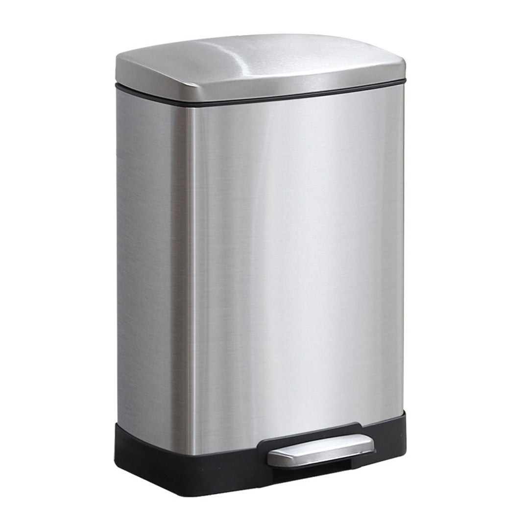 SOGA Foot Pedal Stainless Steel Rubbish Recycling Garbage Waste Trash Bin Rectangular Shape 12L Silver - Cafe Supply