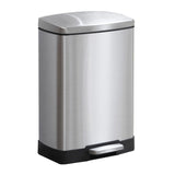SOGA Foot Pedal Stainless Steel Rubbish Recycling Garbage Waste Trash Bin Rectangular Shape 12L Silver - Cafe Supply