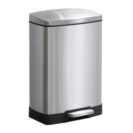 SOGA Foot Pedal Stainless Steel Rubbish Recycling Garbage Waste Trash Bin Rectangular Shape 12L Silver - Cafe Supply
