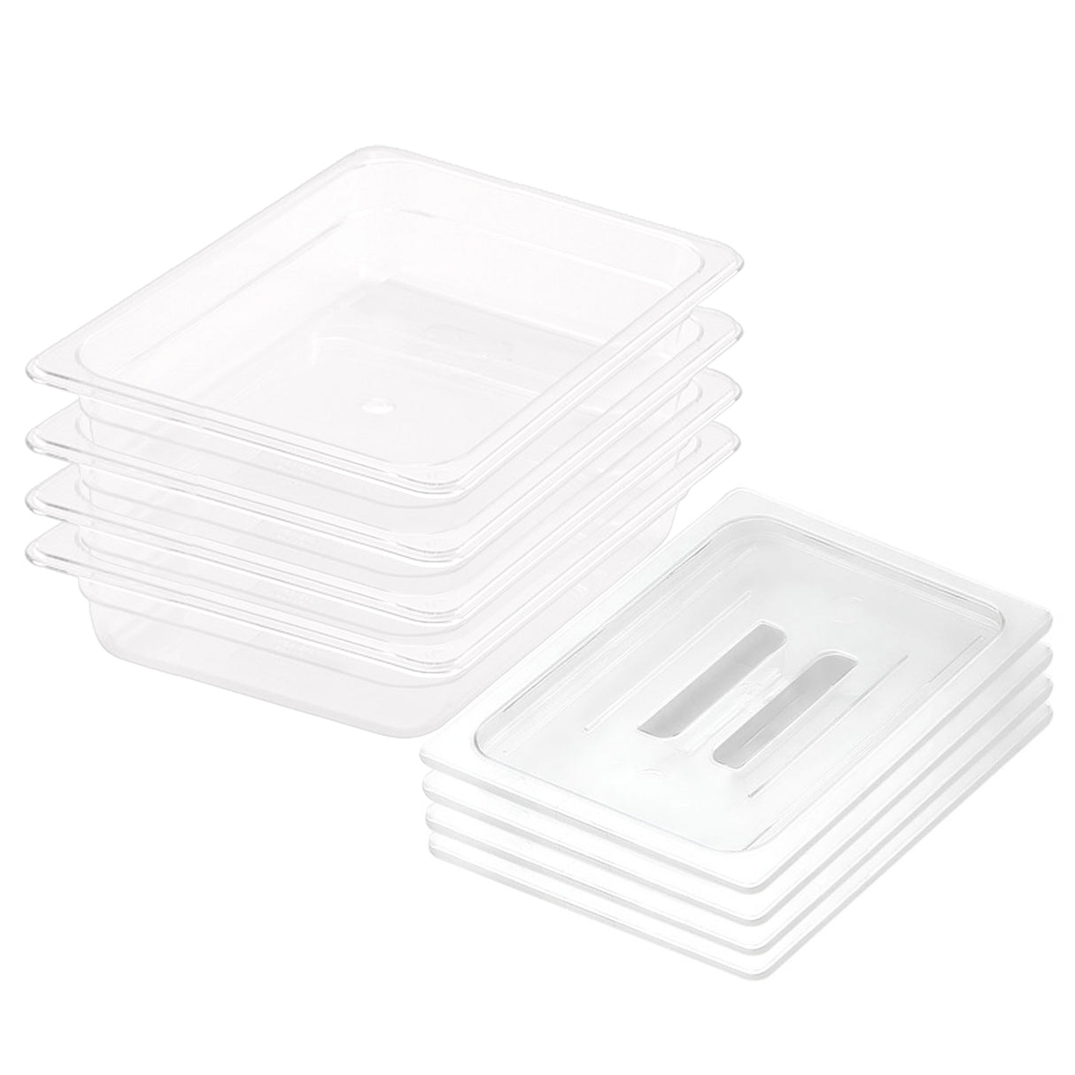 SOGA 65mm Clear Gastronorm GN Pan 1/2 Food Tray Storage Bundle of 4 with Lid - Cafe Supply