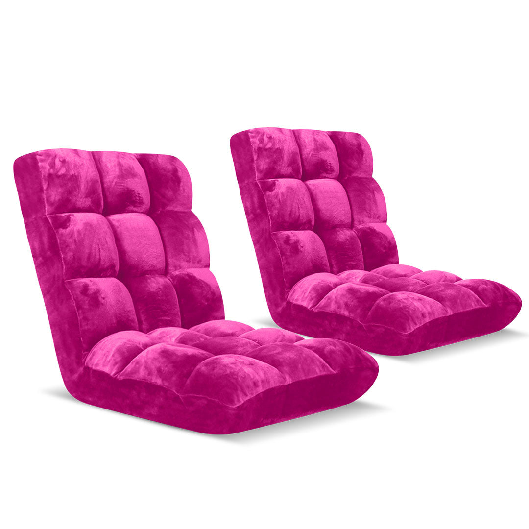 SOGA 2X Floor Recliner Folding Lounge Sofa Futon Couch Folding Chair Cushion Pink - Cafe Supply