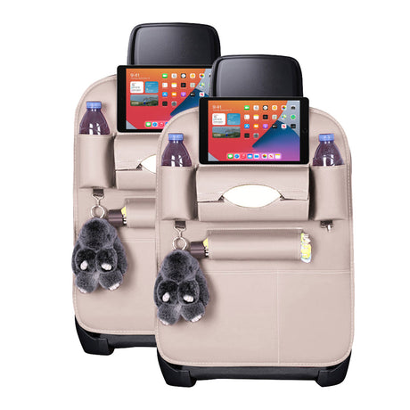 SOGA 2X Leather Car Back Seat Storage Bag Multi-Pocket Organizer Backseat and iPad Mini Holder White - Cafe Supply