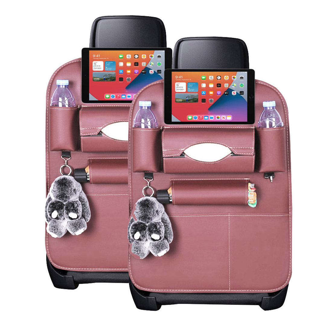 SOGA 2X PVC Leather Car Back Seat Storage Bag Multi-Pocket Organizer Backseat and iPad Mini Holder Coffee - Cafe Supply