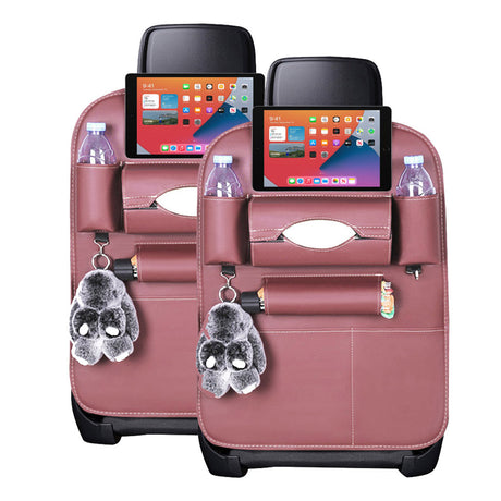 SOGA 2X PVC Leather Car Back Seat Storage Bag Multi-Pocket Organizer Backseat and iPad Mini Holder Coffee - Cafe Supply