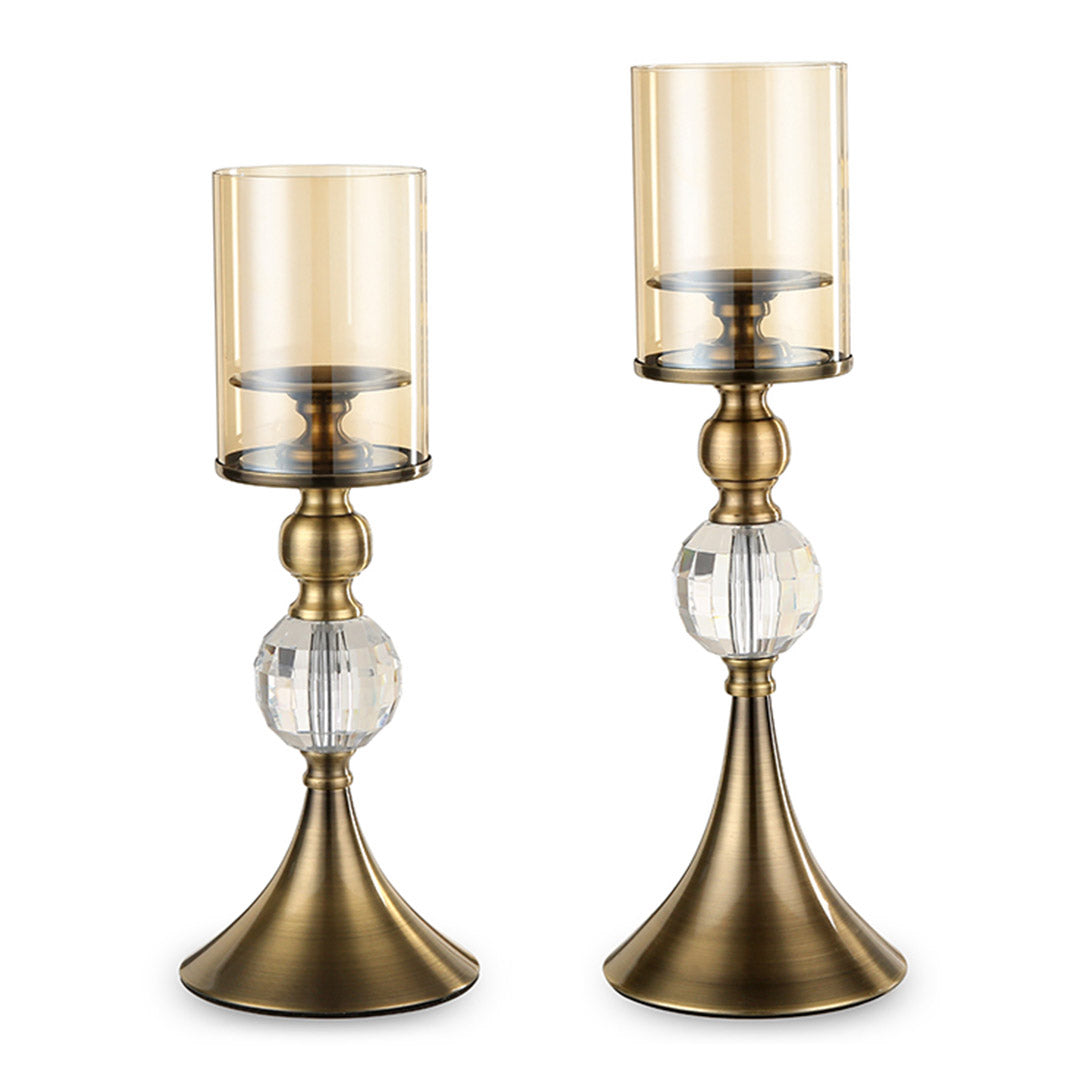 SOGA 43cm 38cm Glass Candle Holder Candle Stand Glass/Metal - Cafe Supply
