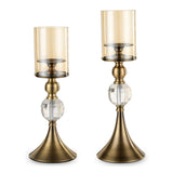 SOGA 43cm 38cm Glass Candle Holder Candle Stand Glass/Metal - Cafe Supply