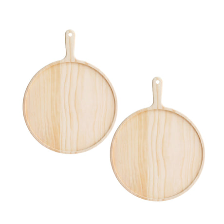 SOGA 2X 8 inch Round Premium Wooden Pine Food Serving Tray Charcuterie Board Paddle Home Decor - Cafe Supply