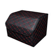 SOGA Leather Car Boot Collapsible Foldable Trunk Cargo Organizer Portable Storage Box Black/Red Stitch Medium - Cafe Supply