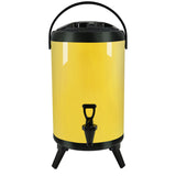 SOGA 14L Stainless Steel Insulated Milk Tea Barrel Hot and Cold Beverage Dispenser Container with Faucet Yellow - Cafe Supply
