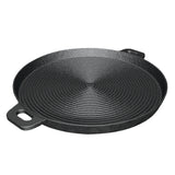 SOGA 35cm Round Ribbed Cast Iron Frying Pan Skillet Steak Sizzle Platter with Handle - Cafe Supply