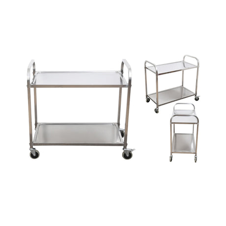 SOGA 2X 2 Tier 75x40x83.5cm Stainless Steel Kitchen Dinning Food Cart Trolley Utility Small - Cafe Supply
