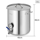 SOGA Stainless Steel Brewery Pot 50L With Beer Valve 40*40cm - Cafe Supply