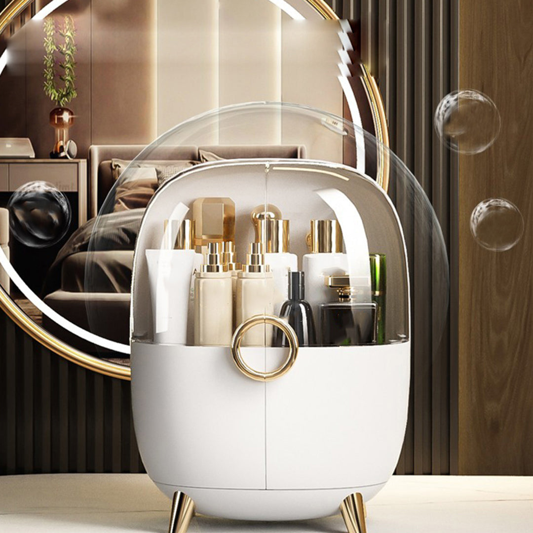 SOGA 2X White Transparent Countertop Makeup Organiser Cosmetic Storage Waterproof Dustproof Bathroom Skincare Holder with Lid - Cafe Supply