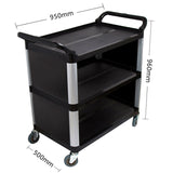 SOGA 3 Tier Covered Food Trolley Food Waste Cart Storage Mechanic Kitchen Black - Cafe Supply