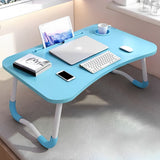 SOGA Blue Portable Bed Table Adjustable Foldable Bed Sofa Study Table Laptop Mini Desk with Notebook Stand Cup Slot Home Decor - Cafe Supply
