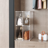 SOGA 2X 2 Tier Multifunctional PP Plastic Bag Box Portable Cubby DIY Storage Shelves Stackable Handbag Purse Organiser - Cafe Supply