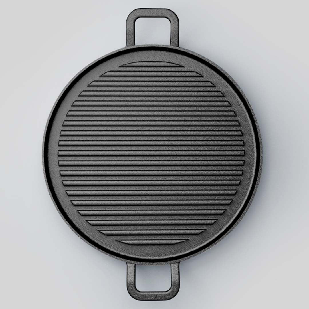 SOGA 30cm Ribbed Cast Iron Frying Pan Skillet Coating Steak Sizzle Platter - Cafe Supply