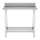 SOGA Commercial Catering Kitchen Stainless Steel Prep Work Bench Table with Back-splash 100*70*85cm