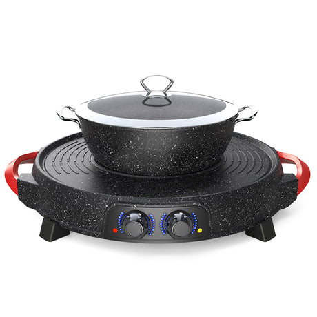 SOGA 2X 2  in 1 Electric Stone Coated Teppanyaki Grill Plate Steamboat Hotpot - Cafe Supply
