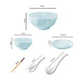 SOGA Light Blue Japanese Style Ceramic Dinnerware Crockery Soup Bowl Plate Server Kitchen Home Decor Set of 9