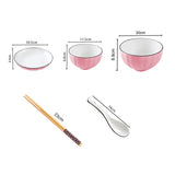 SOGA Pink Japanese Style Ceramic Dinnerware Crockery Soup Bowl Plate Server Kitchen Home Decor Set of 9 - Cafe Supply