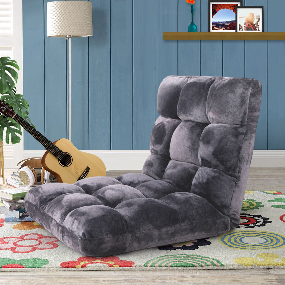 SOGA 4X Floor Recliner Folding Lounge Sofa Futon Couch Folding Chair Cushion Grey - Cafe Supply