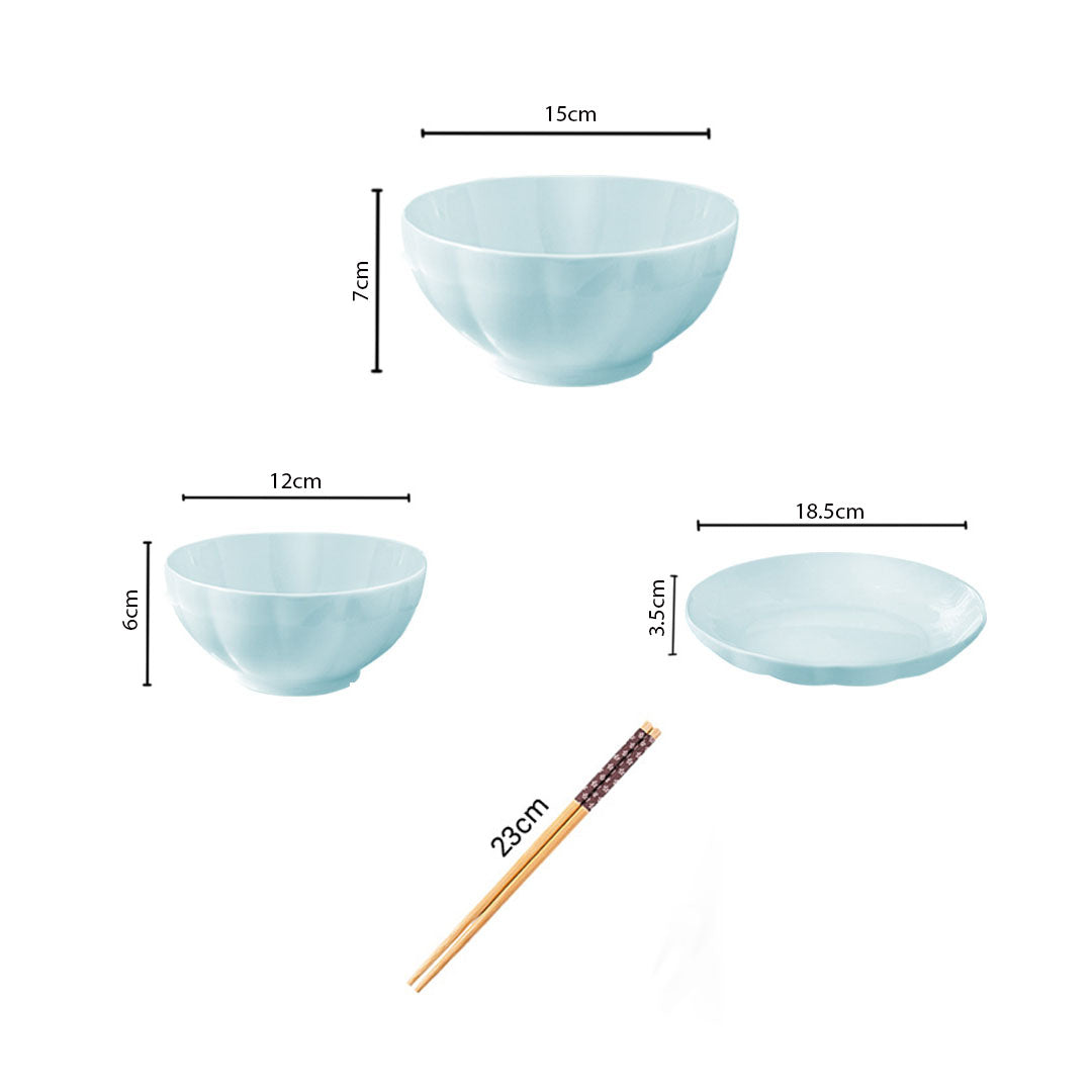 SOGA Light Blue Japanese Style Ceramic Dinnerware Crockery Soup Bowl Plate Server Kitchen Home Decor Set of 12 - Cafe Supply
