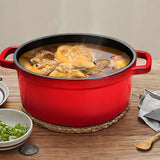 SOGA Cast Iron 22cm Enamel Porcelain Stewpot Casserole Stew Cooking Pot With Lid 2.7L Red - Cafe Supply