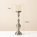 SOGA 49.5cm Glass Candlestick Candle Holder Stand Pillar Glass/Iron Metal - Cafe Supply
