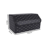 SOGA Leather Car Boot Collapsible Foldable Trunk Cargo Organizer Portable Storage Box Black/Gold Stitch Large - Cafe Supply