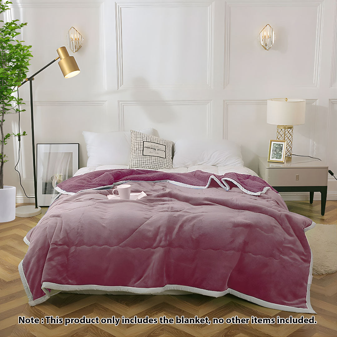 SOGA 2X Light Purple Throw Blanket Warm Cozy Double Sided Thick Flannel Coverlet Fleece Bed Sofa Comforter - Cafe Supply