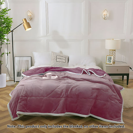 SOGA 2X Light Purple Throw Blanket Warm Cozy Double Sided Thick Flannel Coverlet Fleece Bed Sofa Comforter - Cafe Supply