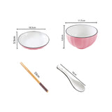 SOGA Pink Japanese Style Ceramic Dinnerware Crockery Soup Bowl Plate Server Kitchen Home Decor Set of 4 - Cafe Supply