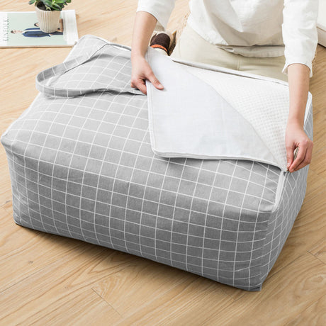 SOGA 2X Grey Plaid Large Storage Luggage Bag Double Zipper Foldable Travel Organiser Essentials - Cafe Supply