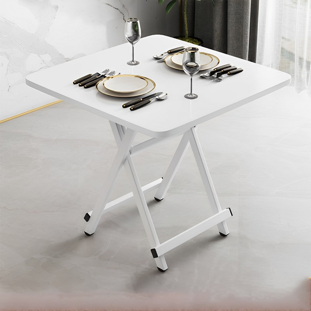 SOGA White Dining Table Portable Square Surface Space Saving Folding Desk with Lacquered Legs  Home Decor - Cafe Supply