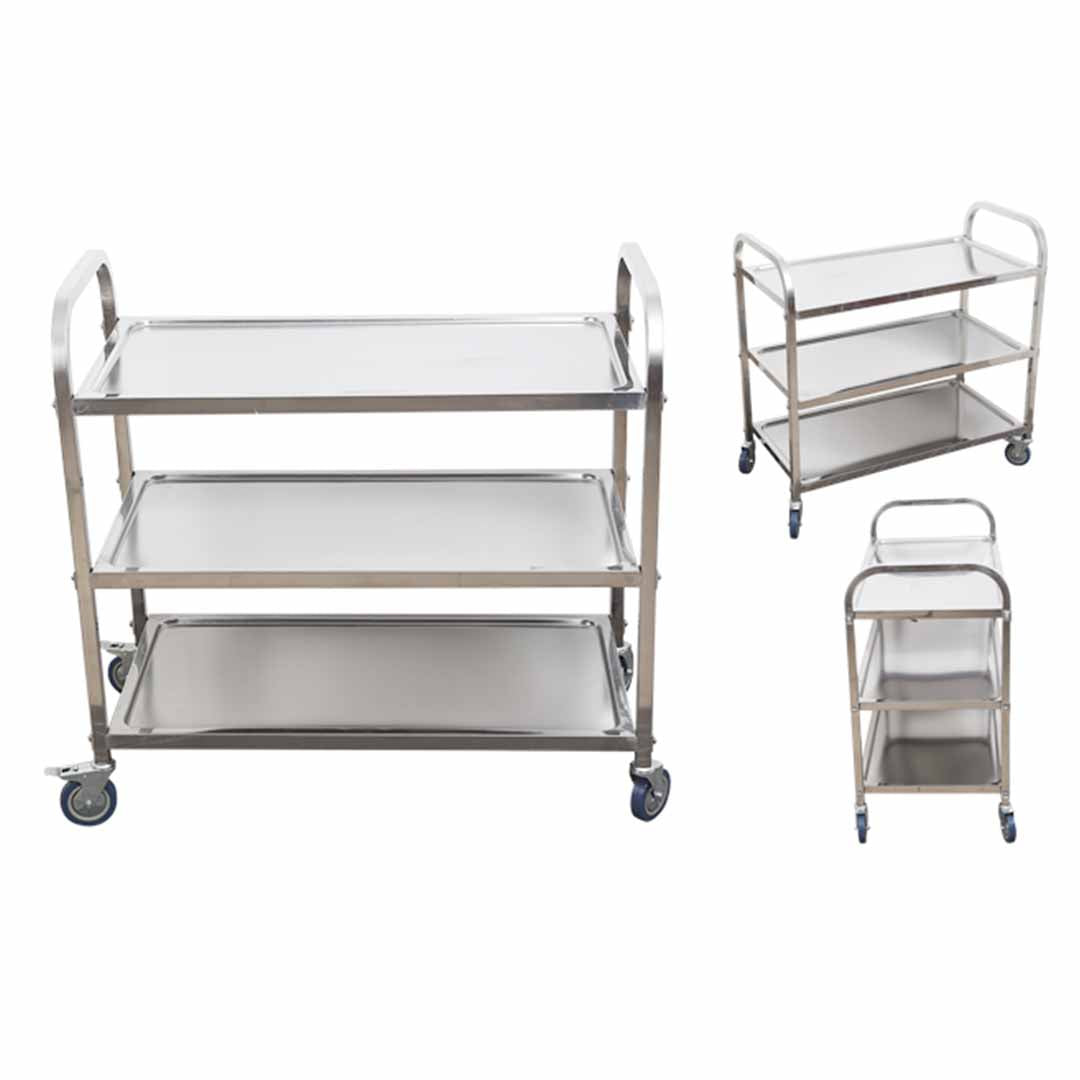 SOGA 3 Tier 85x45x90cm Stainless Steel Kitchen Dinning Food Cart Trolley Utility Size Medium - Cafe Supply