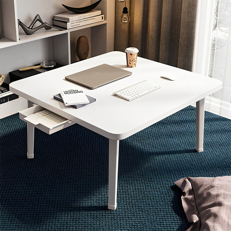 SOGA 2X White Portable Floor Table Small Square Space-Saving Mini Desk Home Decor - Cafe Supply
