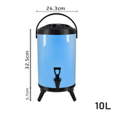 SOGA 2X 10L Stainless Steel Insulated Milk Tea Barrel Hot and Cold Beverage Dispenser Container with Faucet Blue - Cafe Supply