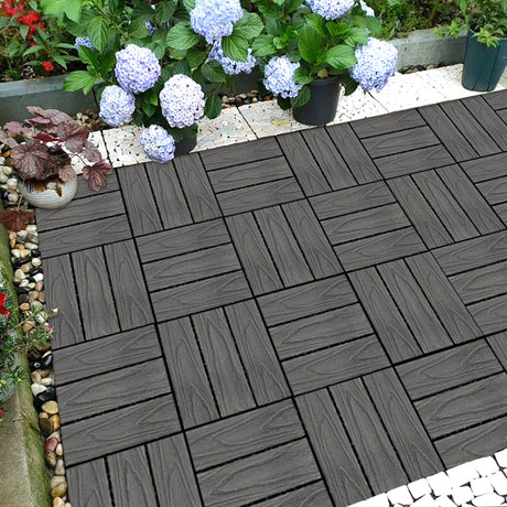 SOGA 2X 11 pcs Dark Grey DIY Wooden Composite Decking Tiles Garden Outdoor Backyard Flooring Home Decor - Cafe Supply