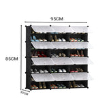 SOGA 8 Tier 3 Column Shoe Rack Organizer Sneaker Footwear Storage Stackable Stand Cabinet Portable Wardrobe with Cover - Cafe Supply