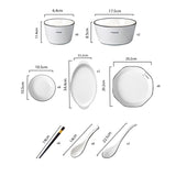 SOGA Diamond Pattern Ceramic Dinnerware Crockery Soup Bowl Plate Server Kitchen Home Decor Set of 22 - Cafe Supply