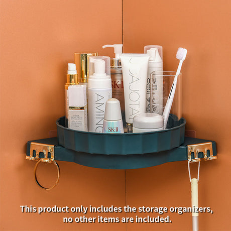 SOGA 2X Green 360 Degree Wall-Mounted Rotating Bathroom Organiser Corner Vanity Rack Toilet Adhesive Storage Shelf - Cafe Supply