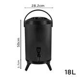 SOGA 18L Stainless Steel Insulated Milk Tea Barrel Hot and Cold Beverage Dispenser Container with Faucet Black - Cafe Supply